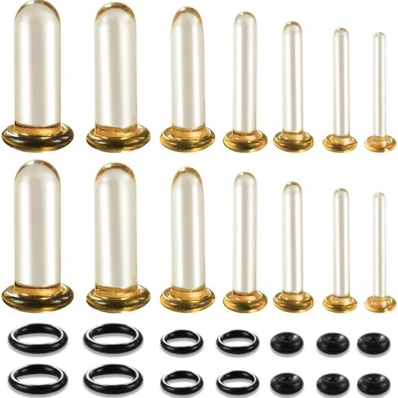 Glass Ear Gauges Stretching Kit 24Pcs 14G-00G Short Taper Expander for Safe Ear